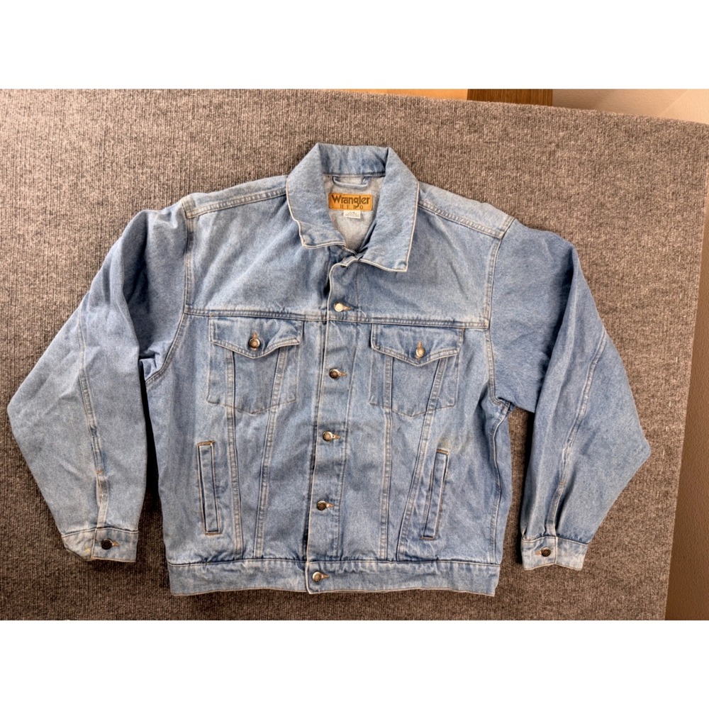 Wrangler Hero Mens Large Denim Jacket Y2K Vintage Light Wash Workwear Cotton